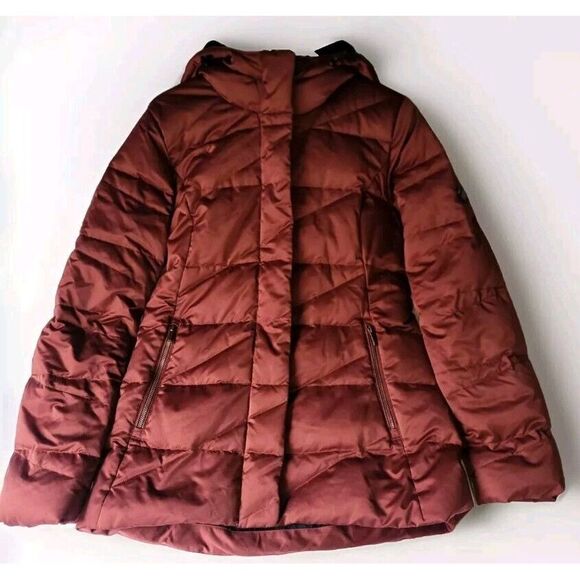 Obermeyer Jacket Womens 6 Bombshell Down Quilted‎ Puffer Parka Copper Beach Red - Picture 1 of 11